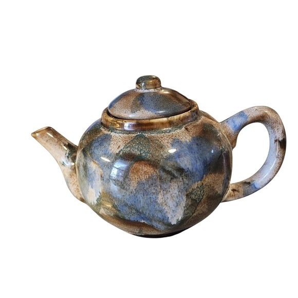 Artistic Ceramic Teapot - Blue and Brown - Picture 2 of 4